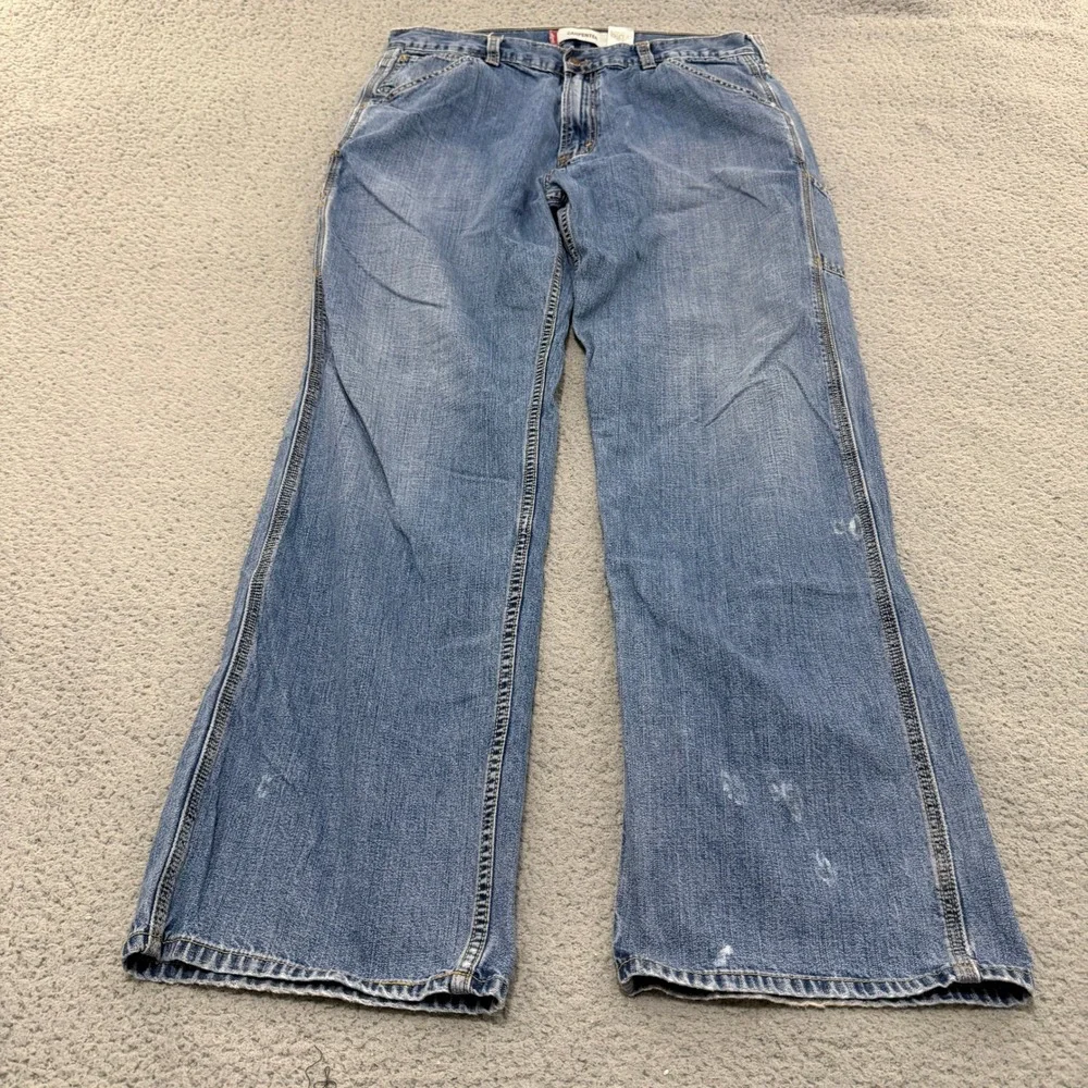 Levis Carpenter Jeans Mens 36x34 Medium Wash Blue Loose Fit Utility Workwear Y2K